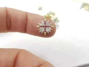 2Ct Round Cut Lab-Created Pink Ruby Star Pendant Womens 14k Two-Tone Gold Plated - Picture 1 of 3