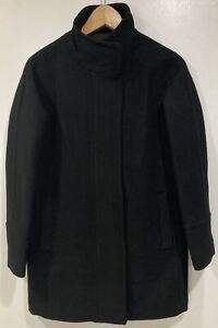 NWT J.Crew Factory City Coat Wool Blend Coat Black Size 0 AB945 Zip Up