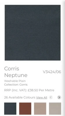 0.75 Cms Of Villa Nova Corris  Neptune Washable Chenille Rrp£38.50 Mtr - Image 1 of 4
