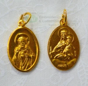 SCAPULAR Medal Pendant, Oval 22 x 15mm, Gold Tone Aluminium, Quality Made In Ita - Picture 1 of 2
