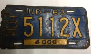 Targa camion Indiana anno 1963. Originale. Condizione Usato - Foto 1 di 4
