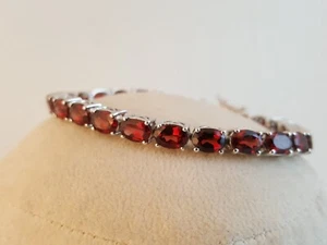 Granat Sterling Silber Tennis Armband STS Peridot Akzent - Bild 1 von 15