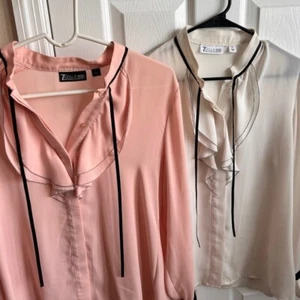 Camicetta con volant 7th Avenue top a fascia manica lunga elegante camicetta da carriera donna M - Foto 1 di 12