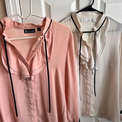 7th Avenue оборки блузка комплект верхний длинным рукавом нарядный карьера блузка женщины M - Изображение 1 из 4