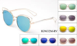 Cat Eye Geometric Sunglasses Unique Design Fashion Eyewear Metal Frame UV 100% - Picture 1 of 13
