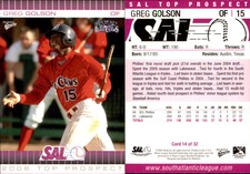 Greg Golson 2006 MultiAd South Atlantic League Top Prospects #14 Card
