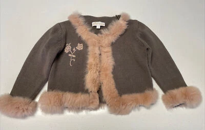 Suéter Trish Scully L Taupe con Borde de Piel de Conejo Como Nuevo Foto 1 de 4