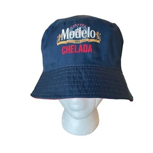 Modelo Chelada Bucket Hat Adult Blue Cerveza Logo Mexican Beer Reversible - Picture 1 of 3