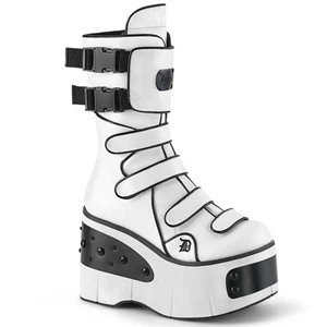 WHITE METAL PLATED-BUCKLES-ZIPPER 4.5" HEEL BOOT Sz 5 6 7 8 9 10 11 12 - Picture 1 of 5