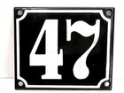 Altes Emaille Schild Hausnummer 47 emailliert Hausnummernschild Schwarz #7492