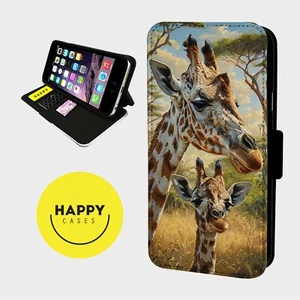 SÜSSE SAFARI GIRAFFE LOVE - Kunstleder Klapp Handy Hülle Cover - iPhone/Samsung - Bild 1 von 5