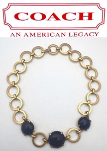 COACH Vintage Large Jeweled Swarovski Purple Blue Crystals Gold Short Necklace - Picture 1 of 4