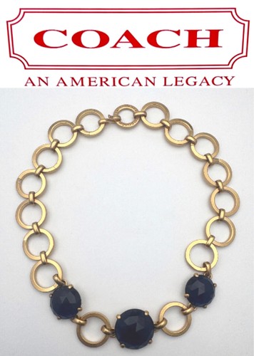 Collana corta COACH Vintage Grande Gioiellata Swarovski Viola Cristalli Blu Oro