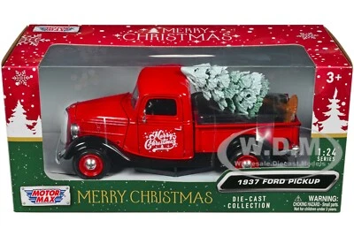Camioneta Ford 1937 "Feliz Navidad" con árbol fundido a presión 1/24 por Motormax 73233 Foto 1 de 4
