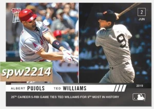 2019 Topps Now Albert Pujols/Ted Williams #319 25th Career 5-RBI Game - Picture 1 of 1