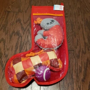 Dog Toy Stocking - Orange - M/L - 4pk - Boots & Barkley: Sloth Rope Bone Ball - Picture 1 of 5