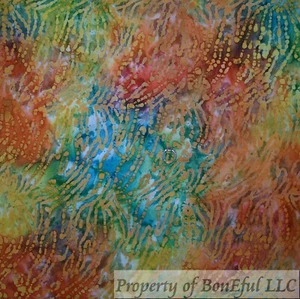 BonEFul Cotton Quilt Rainbow Blue Water Green Earth Fire Texture Blender 1 SCRAP - Picture 1 of 11
