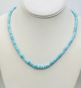 HSN signierte RB 925 Sterling Silber Larimar Rondell Perlenkette Made in India - Bild 1 von 6