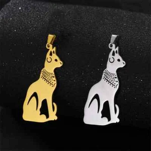 Ägyptische Katze Edelstahl Anhänger für Halskette Mystic Okkult Schmuckherstellung - Bild 1 von 10