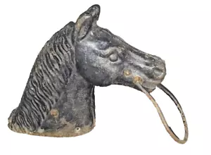Poteau d'attelage tête de cheval en fonte - Canada 18" de long par 11" de haut - Photo 1 sur 7