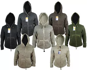Sherpa Natural Oveja Lana Forro Polar Punto Chaqueta Jersey Cárdigan con Capucha - Imagen 1 de 17