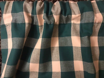 Зеленый и желтовато-коричневый клетчатый домотканый балдахин примитивные деревенские шторы дорожка  - Изображение 1 из 4