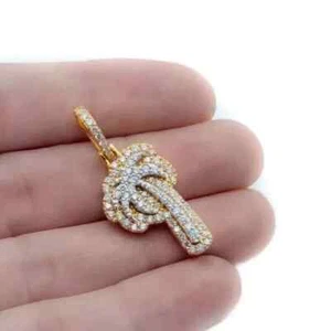 1.70Ct Round Cut Lab Created Diamond Palm Tree Pendant 14K Yellow Gold Plated - Picture 1 of 8