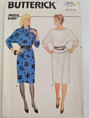 Top Skirt Straight Cowl 14 16 18 Butterick 6678 Sewing Pattern UC VTG Loose Easy - Image 1 of 4