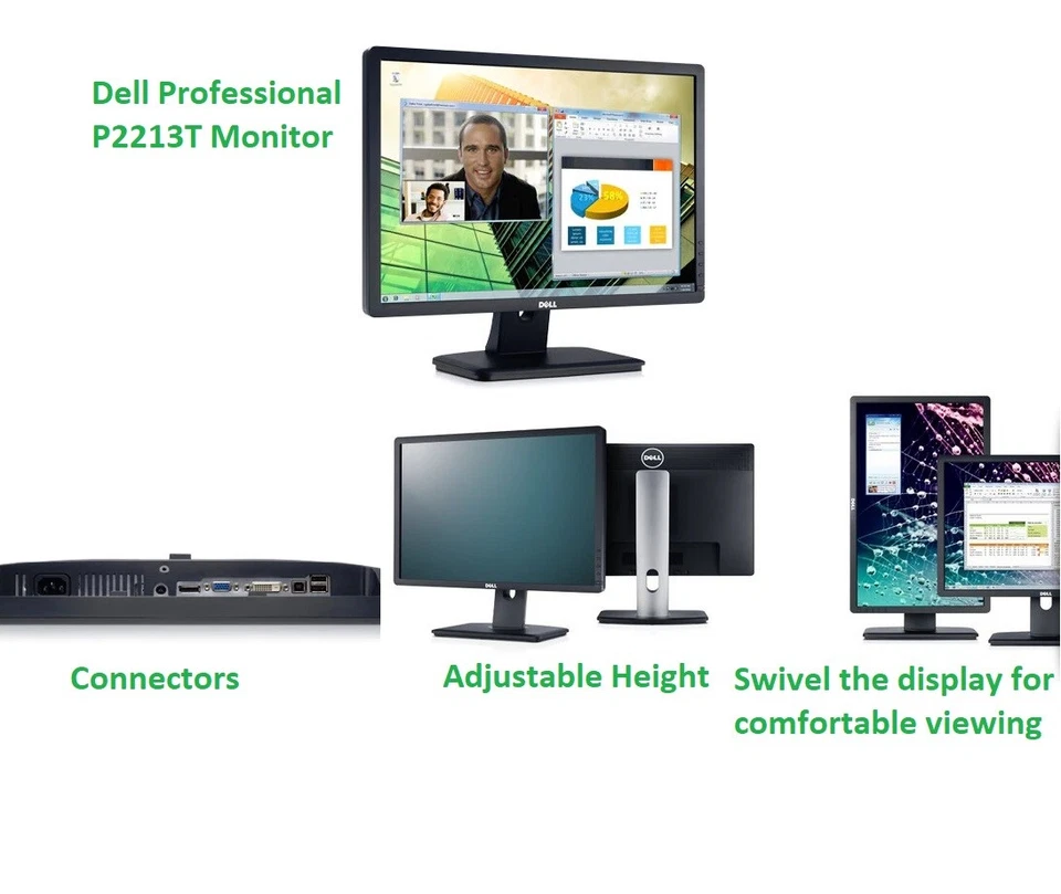 Dell Professional P2213T 22" HD Monitor Anti Glare Wide Angle Display - Image 1 of 1