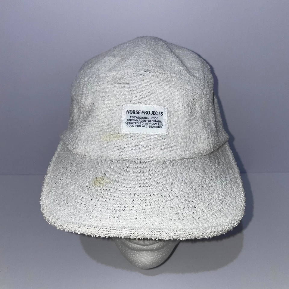 Norse Projects 5 Panel Cap White Fleece Made in USA - Image 1 of 4