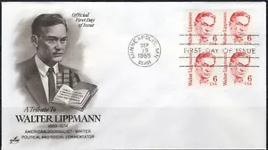 US Scott #1849 "Walter Lippmann" 6 cents, block of 4, ArtCraft FDC - Picture 1 of 1