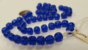 50 VINTAGE JAPANESE CHERRY BRAND GLASS SAPPHIRE 8mm. BAROQUE ROUND BEADS 4575T - Picture 1 of 2