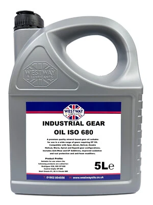 WESTWAY LUBRICANTS LTD Shell Omala 680 Equivalent Gear Oil 5L ISO 680 Industrial Gear Oil 5 Litres