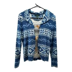 LRL Jean Co Ralph Lauren | Damen L Large Blau Azteken Cardigan Pullover Geometrisch - Bild 1 von 16