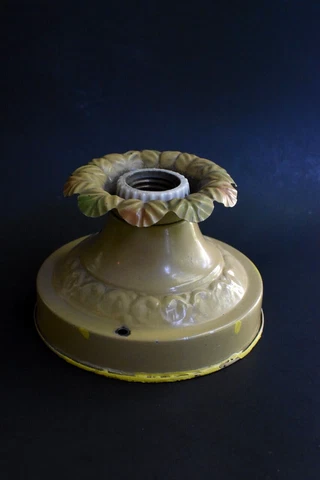 Vintage Antique Art Deco Pressed Tin Flush Mount Ceiling Light Cover