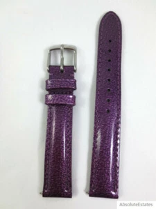NEW Michele 16mm Purple Pebbled Patent Leather Watch Band MS16AA350535 NWT - Picture 1 of 4