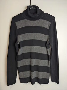 Lauren Ralph Lauren Damen Pullover gestreift grau schwarz XL Rollkragen Baumwolle - Bild 1 von 6