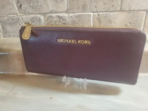 portafoglio mickael kors pelle bordeaux con zip - Foto 1 di 5