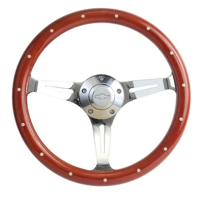 Volante El Camino 1964-1965 caoba/cromo 15", bocina Chevy, adaptador Foto 1 de 2