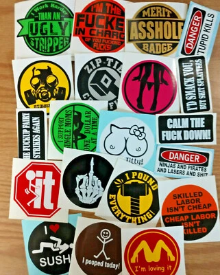 Sticker Pack #3 - Lot of 20 Funny Crazy Hard Hat Stickers Safety Helmet Decals