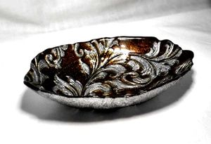 Arda Türkische Glas Vanessa Oval Schale Handbemalt Gold Silber Paisley Hochglanz - Bild 1 von 11