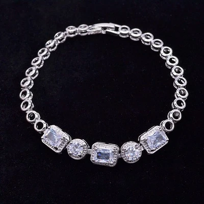 18K Yellow Gold Filled Women Trendy Rainbow Mystic Topaz Bracelet Jewelry - Image 1 of 2