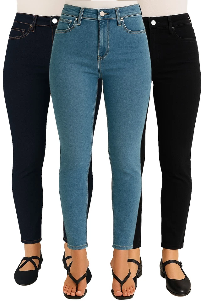 EX UK STORE BRAND Ex UK Brand Ladies Skinny Shaping Ankle Grazer Jeans Womens High Waist Stretchy