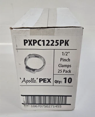 APOLLO PXPC1225PK 1/2 IN STAINLESS PEX-B BARB PINCH CLAMP 10 Packages 250 Clamps - Image 1 of 4