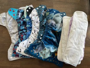 Lot 6 Pocket Cloth Diapers With 12 Inserts AS IS Pre-owned Quality Reusable - Picture 1 of 17