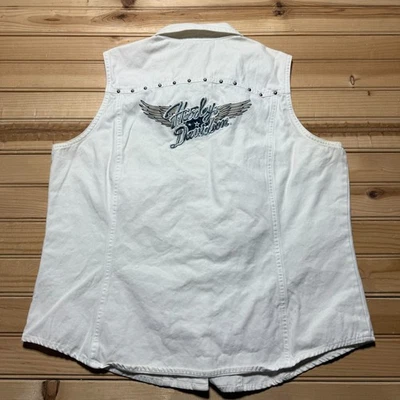 Chaleco de Motociclista Oeste Harley Davidson Alas Tachonadas Logotipo Escritura Bordado Talla XL Foto 1 de 4