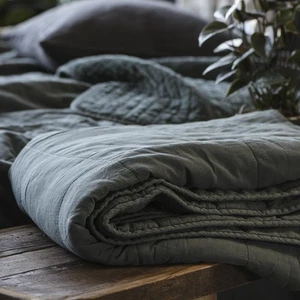 Colcha acolchada vintage a cuadros SPRUCE BLUE azul abeto casa de campo IB LAURSEN - Imagen 1 de 3