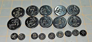 USN Pea Coat Buttons 1- 1/4 inch Black Military Navy Anchor - Picture 1 of 4
