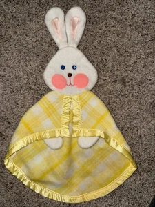 Fisher Price Security Bunny Plaid Giallo Lovey Coperta Vintage 1979 Peluche Coniglio - Foto 1 di 6