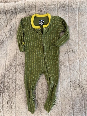 Kickee Pants Baby Boy's Bamboo Footie with Snaps, Beanstalk Size NB - Image 1 of 3